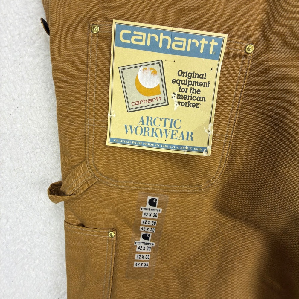 Carhartt Arctic Workwear Quilt Lined Bib Overalls Brown BQ186 Mens 42x30 NWT USA